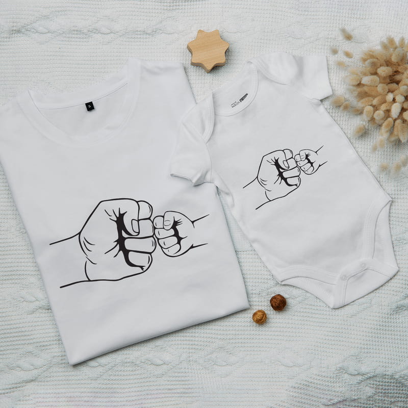 Yeni Babaya İlk Babalar Günü Hediyesi Tişört ve Bebek Body Kombin